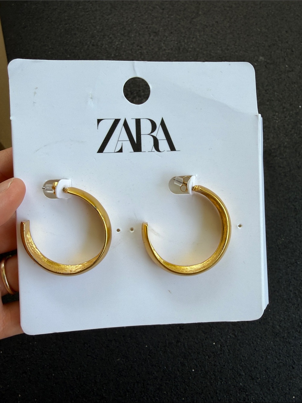 ZARA Shiny Gold Chunky Open Hoop Earrings